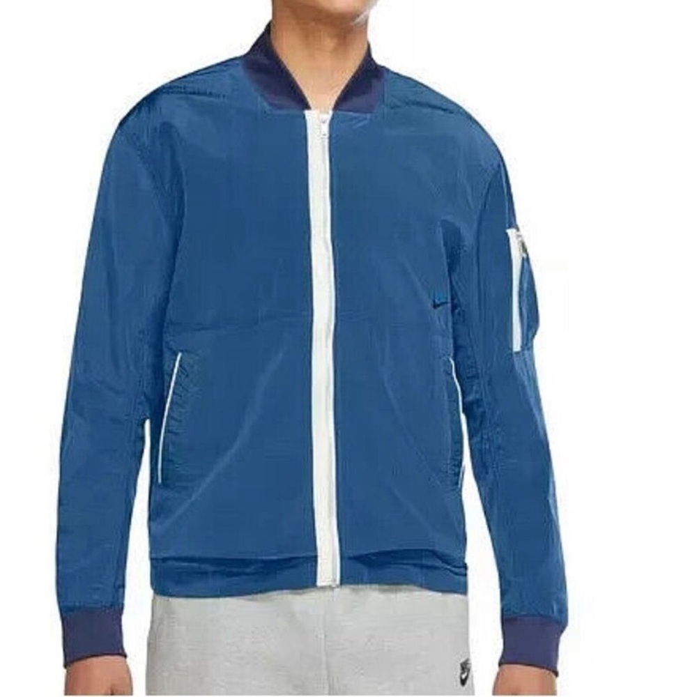 💥 Nike Men’s NWT Sportwear Bomber Jacket 🌀 Size Large Blue Zip-Up
